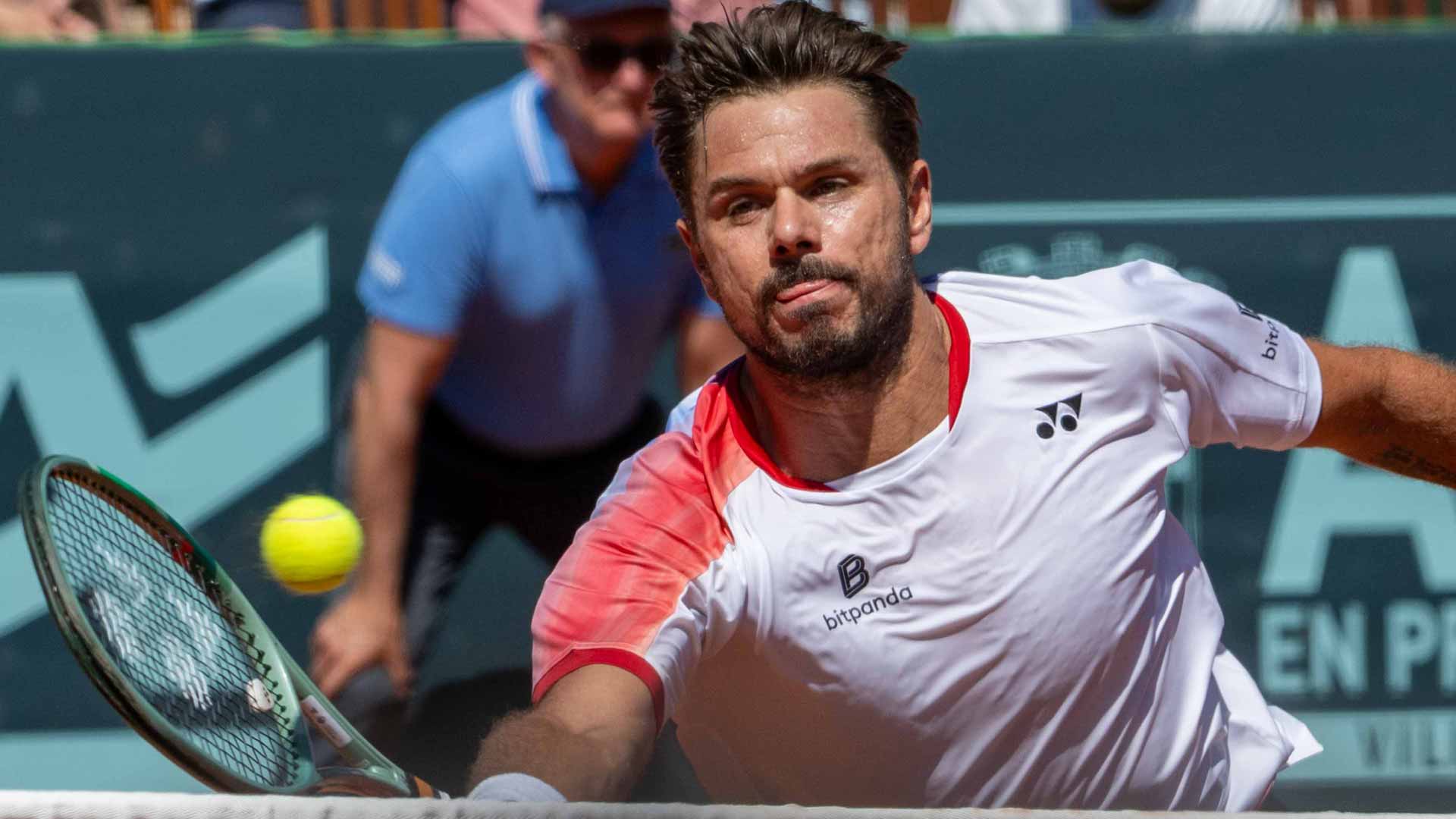 Stan Wawrinka during Thursday's action at the Aix-en-Provence Challenger.