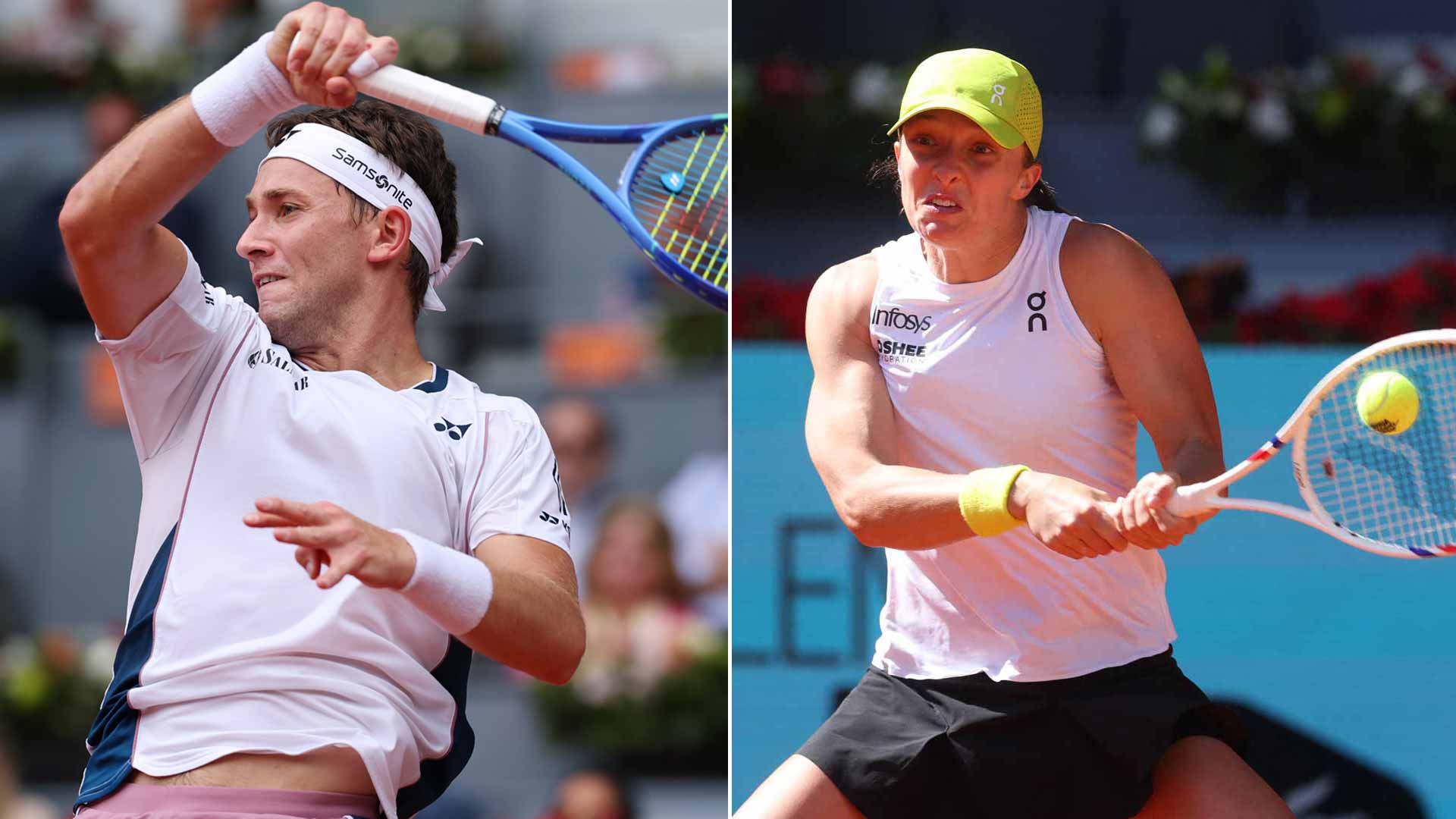 Casper Ruud and Iga Swiatek were both in Madrid action on Thursday.