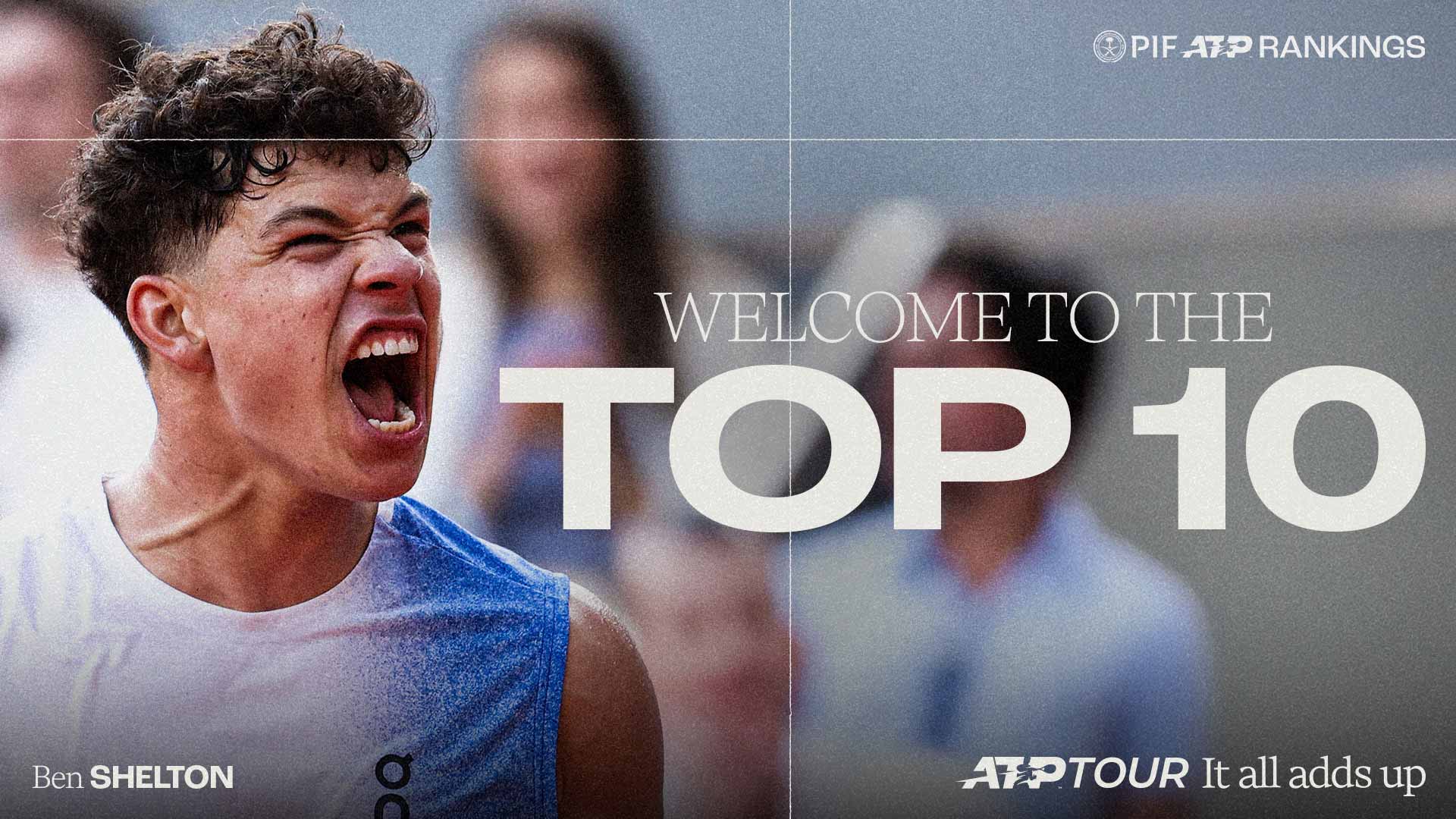 Ben Shelton has cracked the Top 10 of the PIF ATP Rankings for the first time.