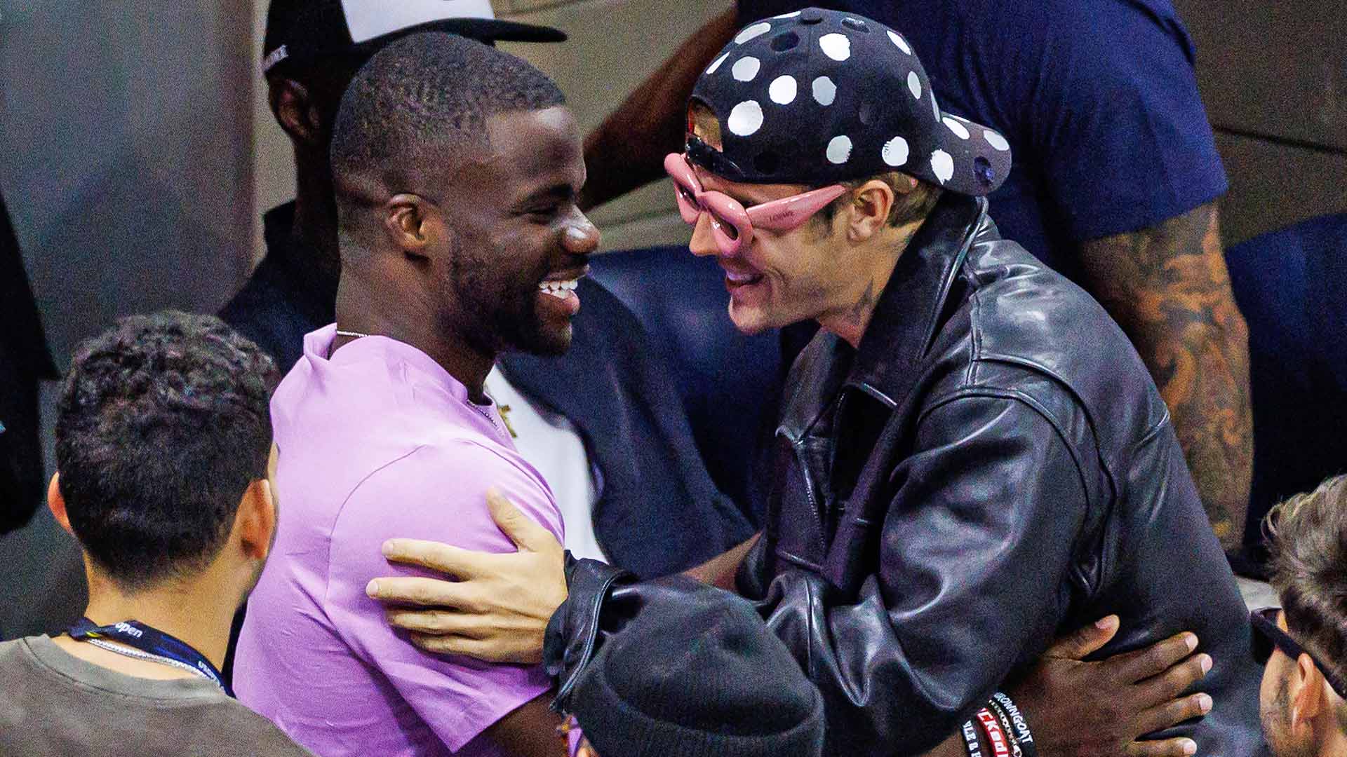 Frances Tiafoe meets Justin Bieber on Friday evening at the US Open.