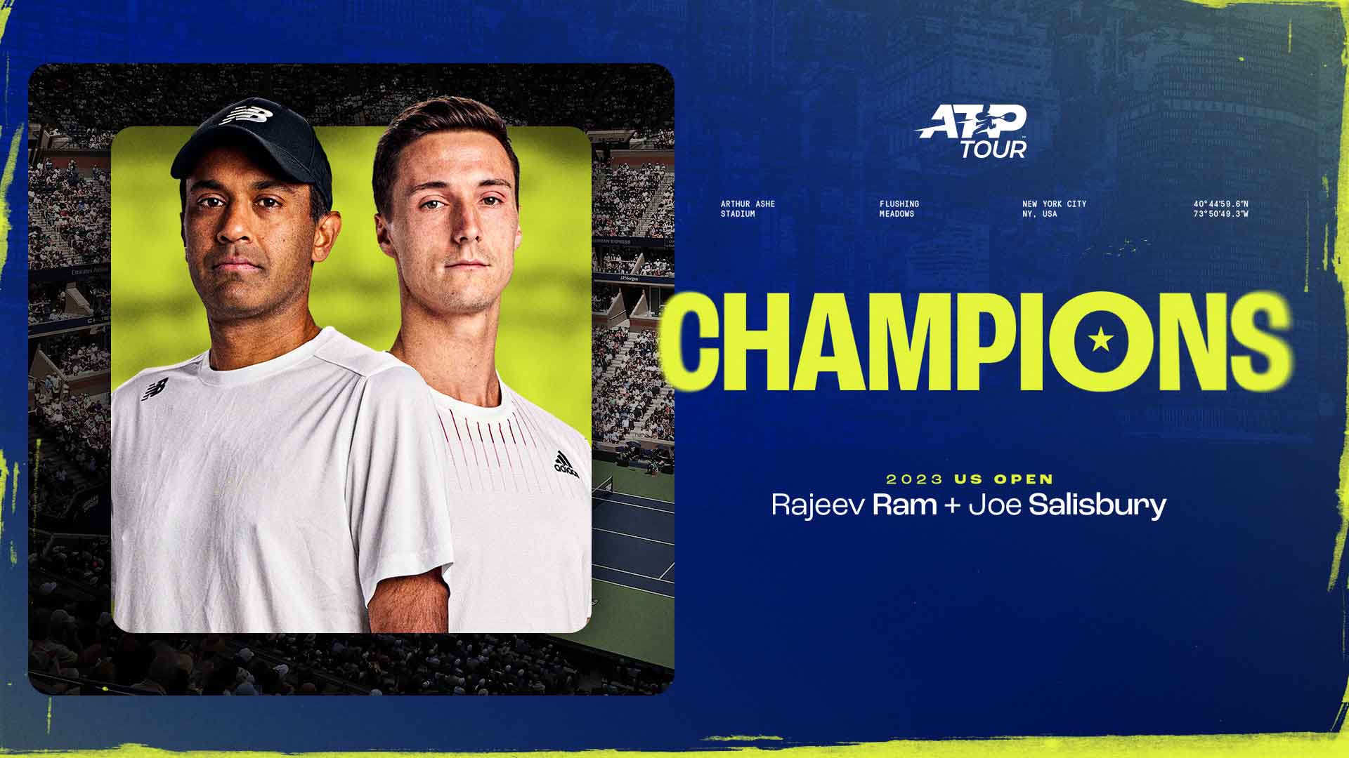 Rajeev Ram and Joe Salisbury win the 2023 US Open doubles title.