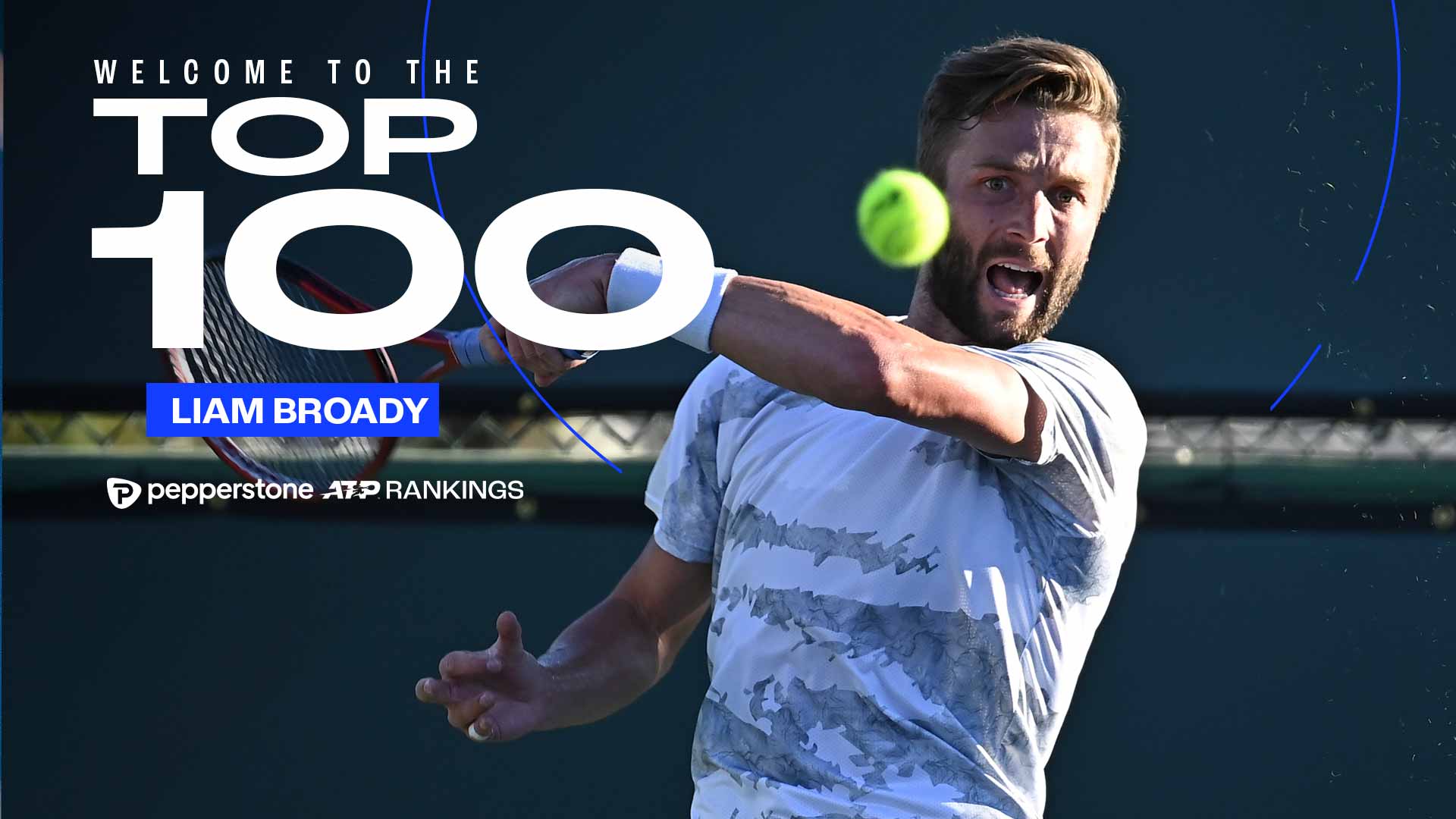 Liam Broady breaks into the Top 100 in the Pepperstone ATP Rankings for the first time aged 29.