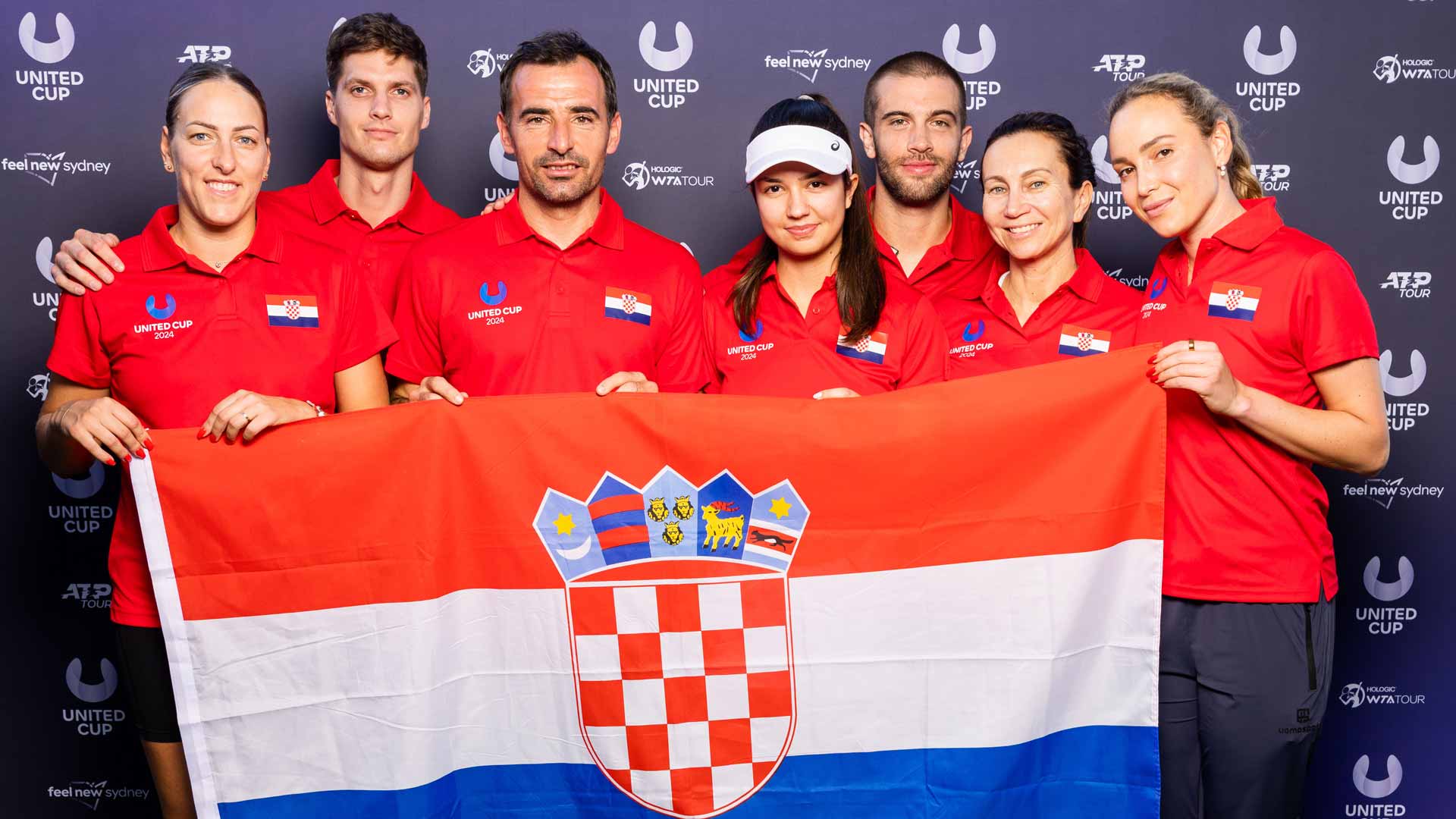 Borna Coric (third from right) and Donna Vekic (far right) hope to lead Croatia to glory in Sydney.