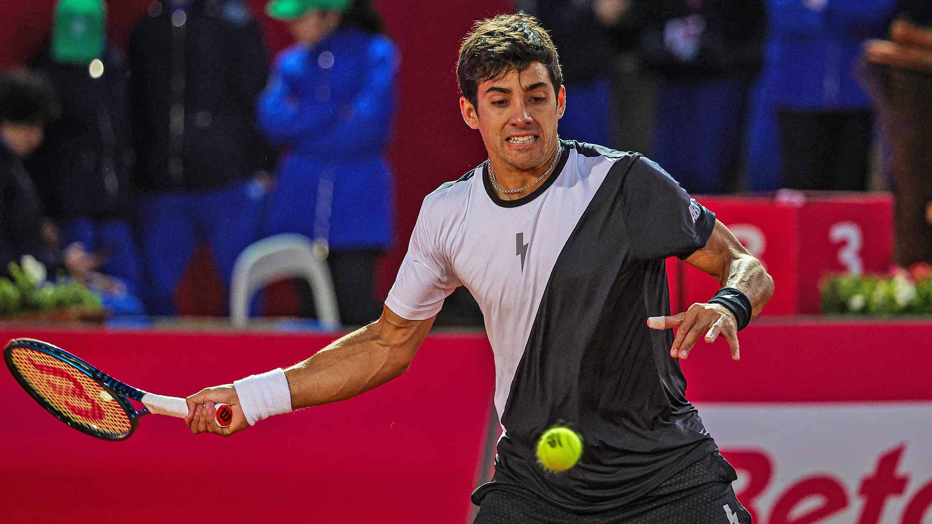 Cristian Garin will look to complete a first-round victory when he returns to court at the Millennium Estoril Open.