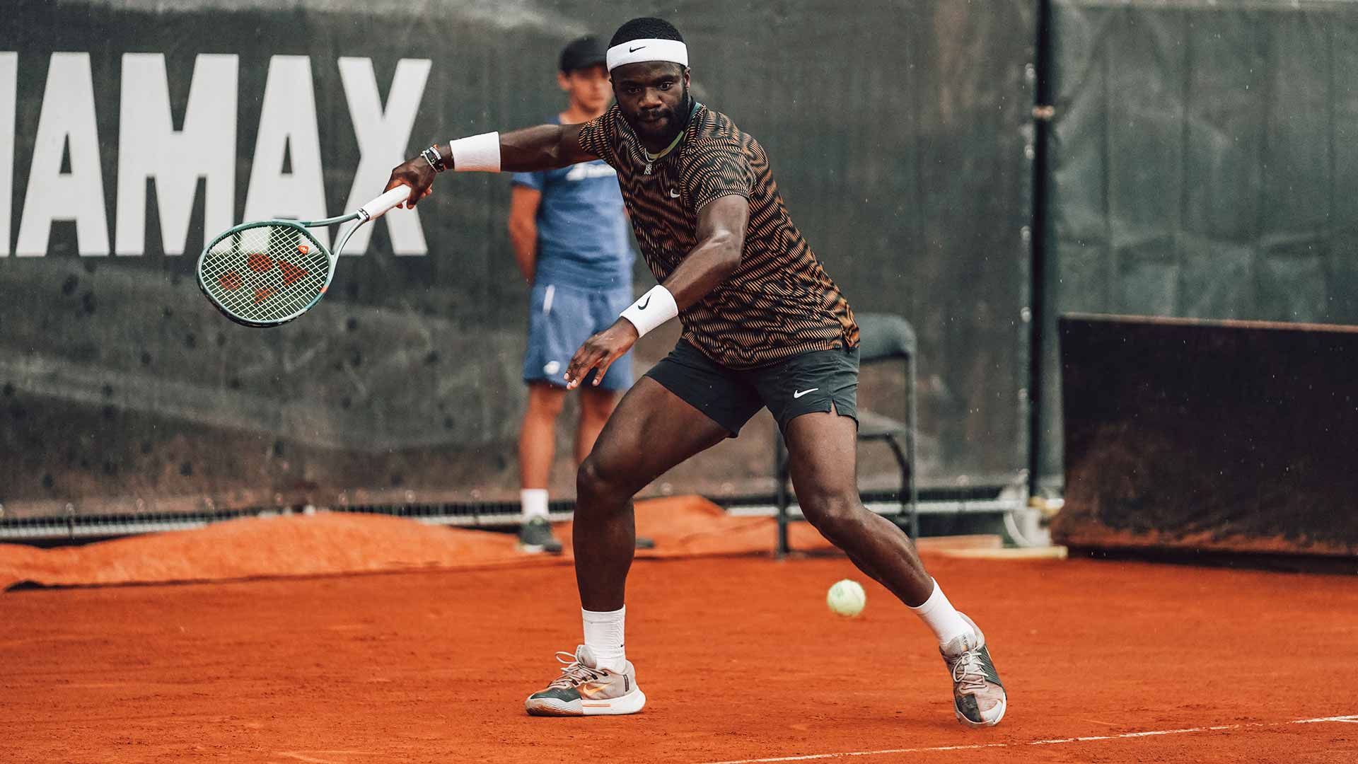 Frances Tiafoe in action in Lyon.