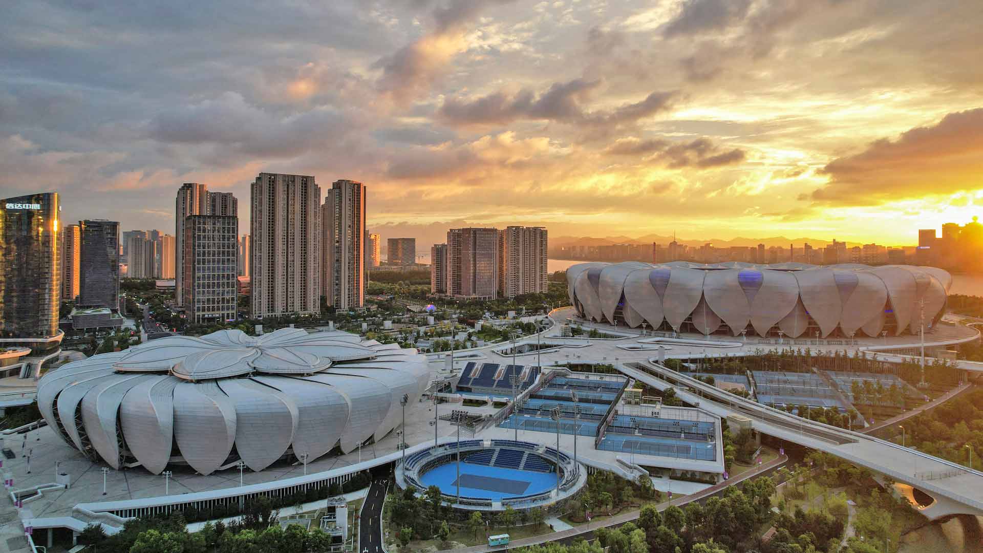 El centro de tenis el Centro de Deportes Olímpico de Hangzhou.
