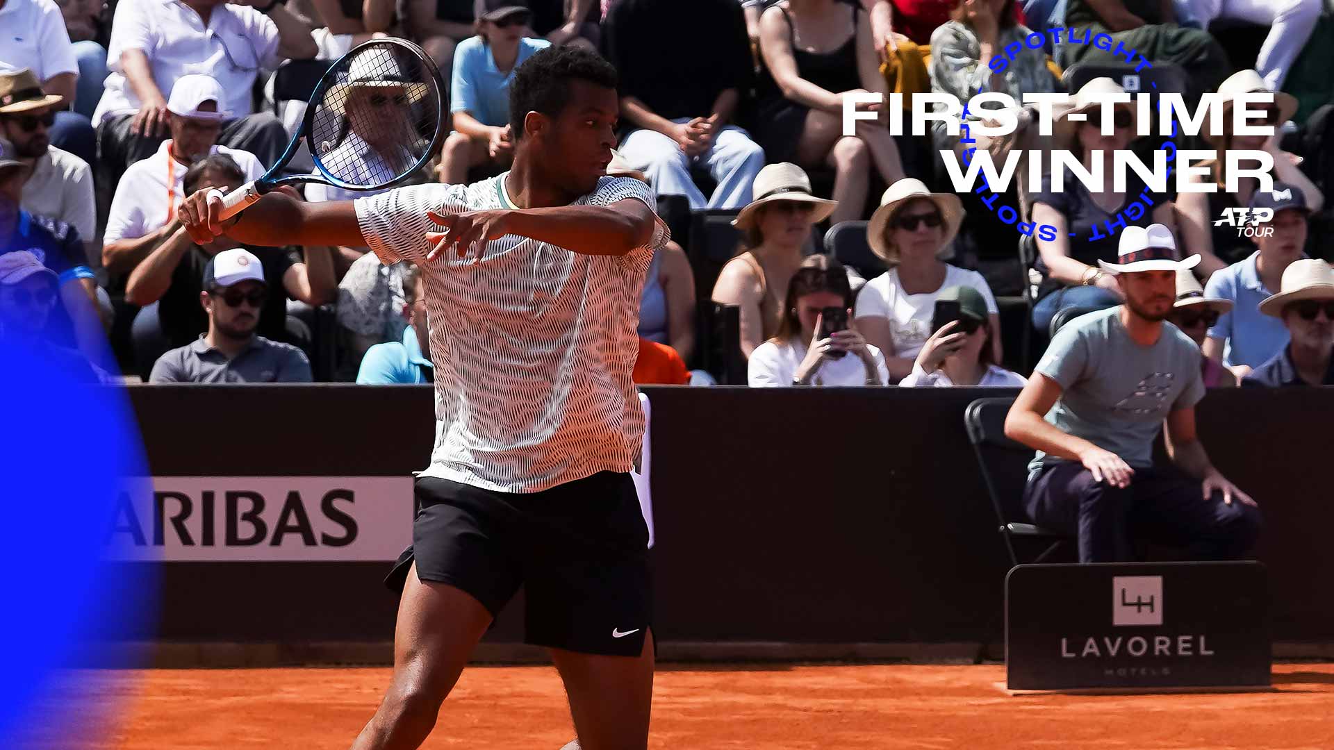 Giovanni Mpetshi Perricard wins his first ATP Tour title in just his fourth tour-level event.