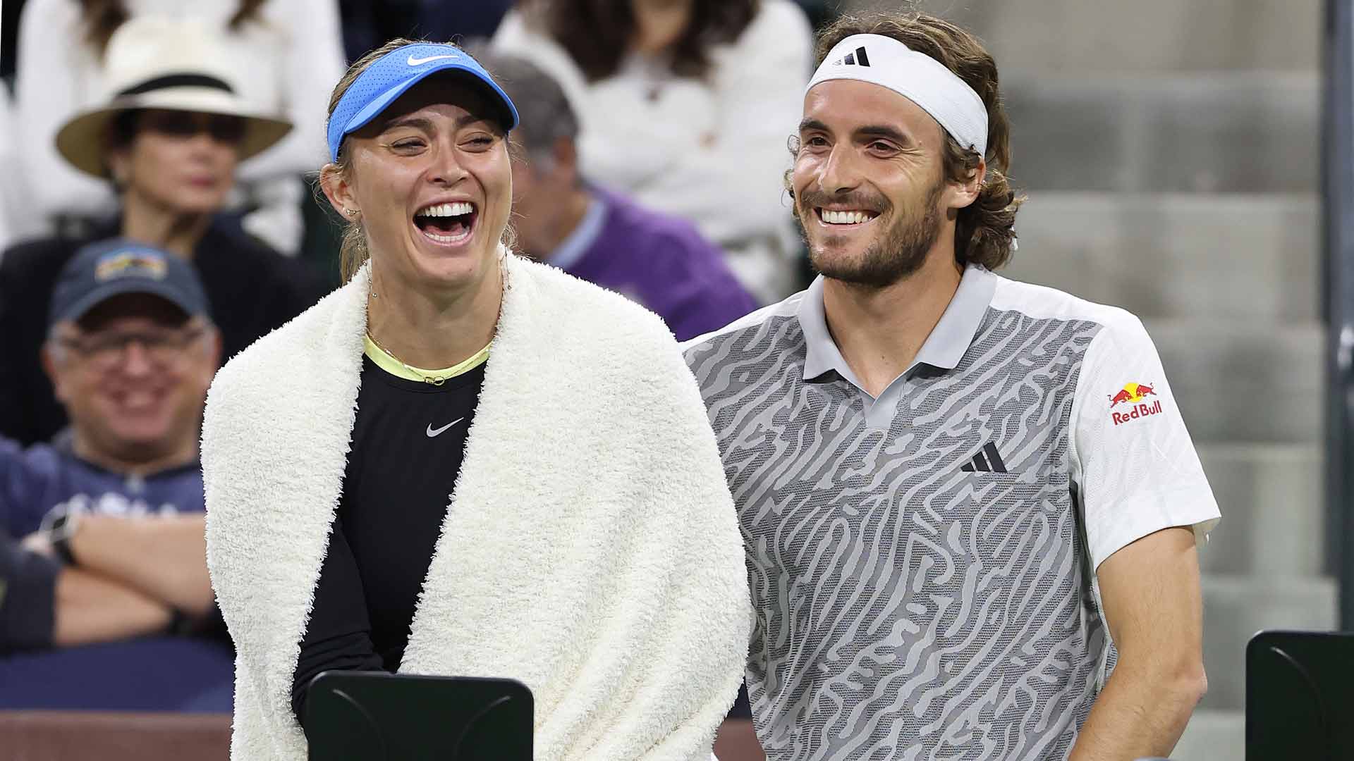 Paula Badosa and Stefanos Tsitsipas, pictured in Indian Wells earlier this year.