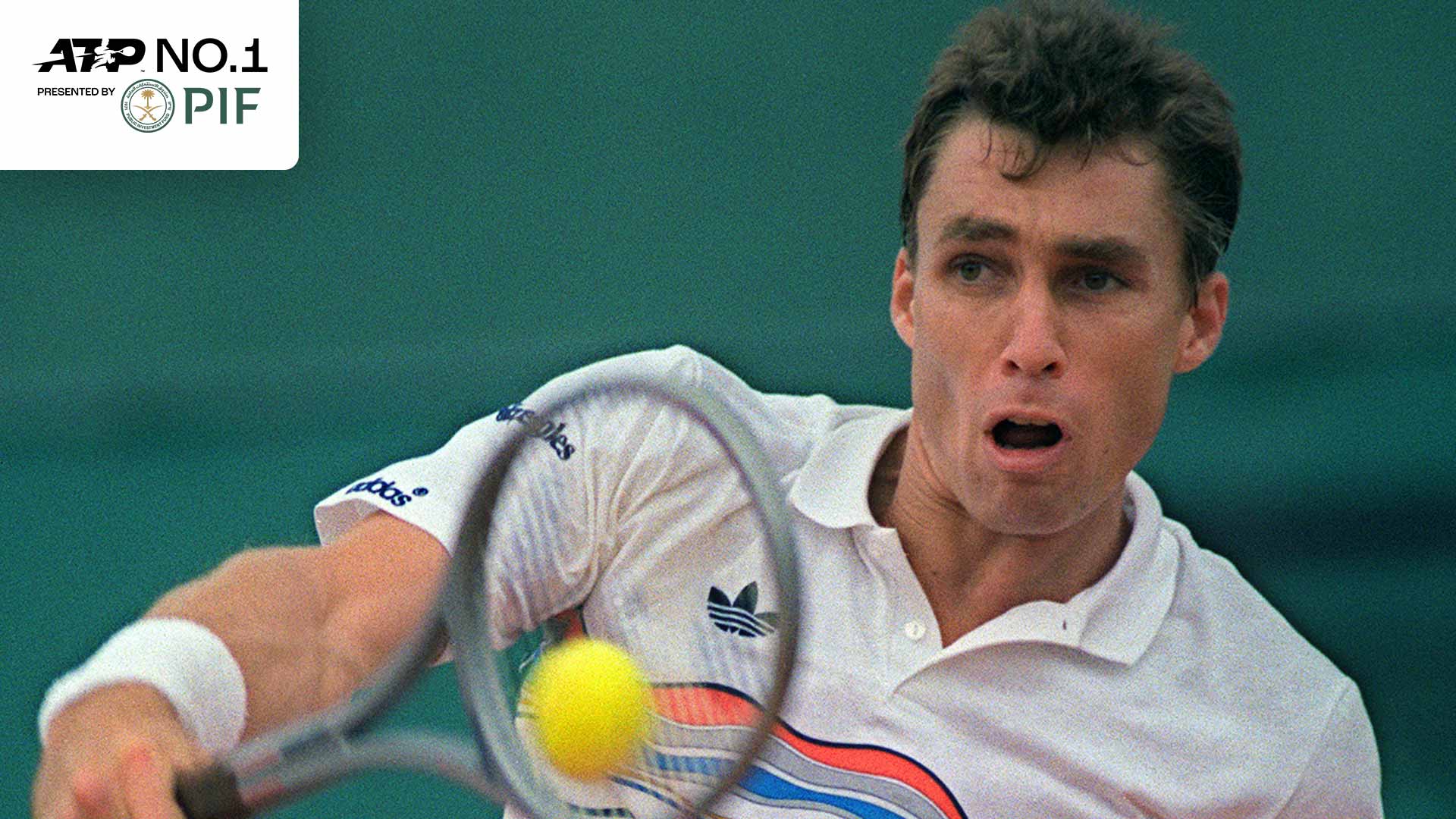 Ivan Lendl en acción durante Roland Garros in 1987.