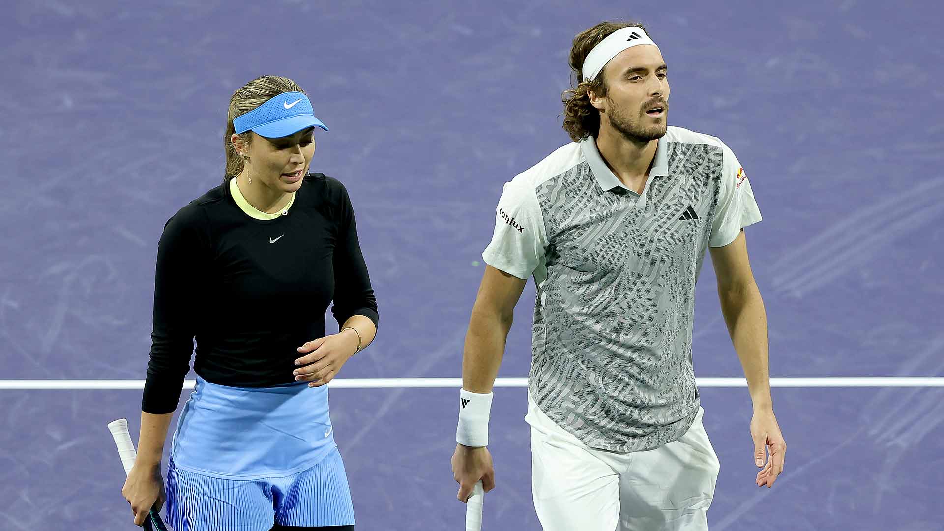 Paula Badosa and Stefanos Tsitsipas in March in Indian Wells.