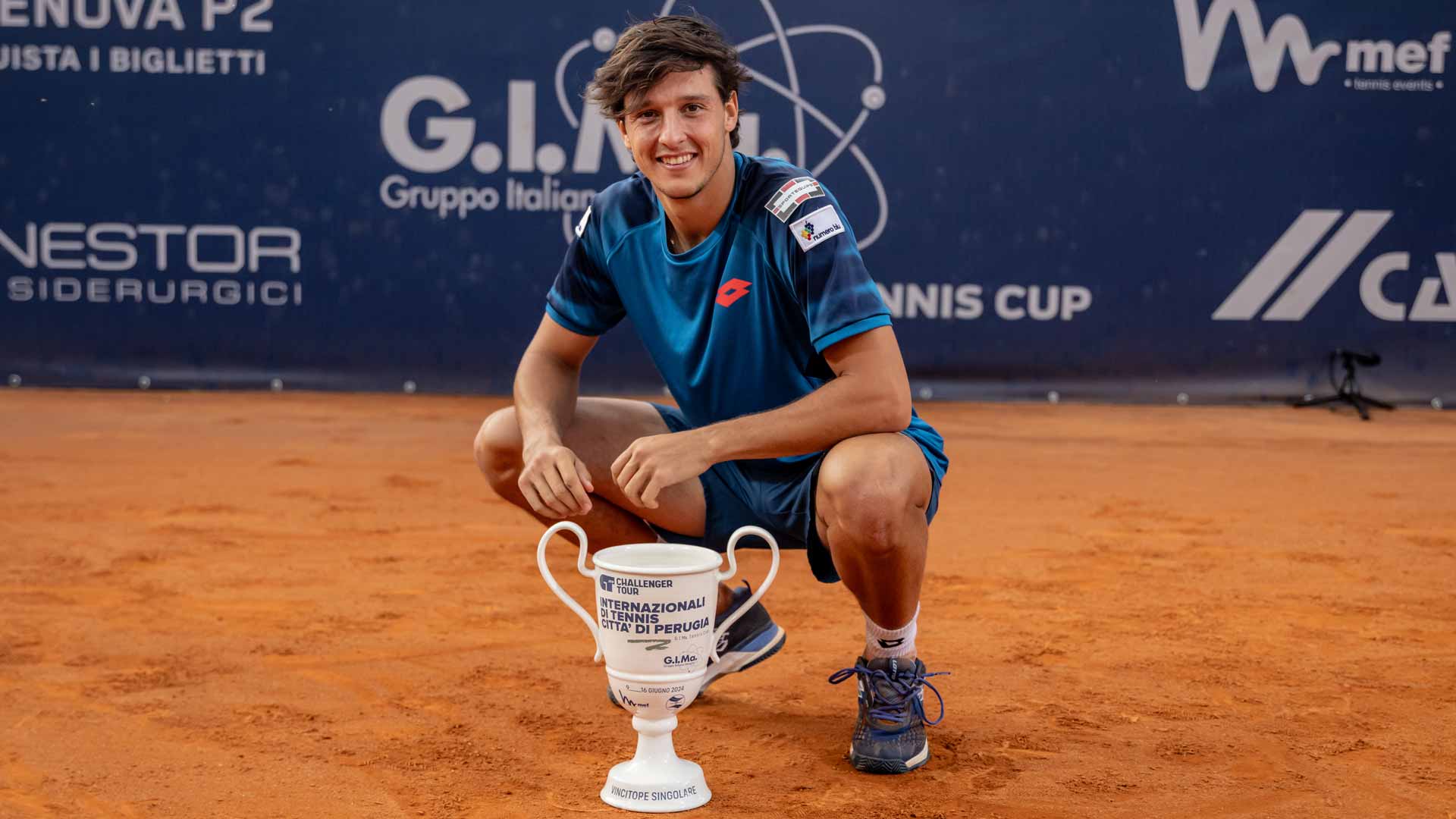 Luciano Darderi is crowned champion at the Internazionali di Tennis Citta di Perugia.