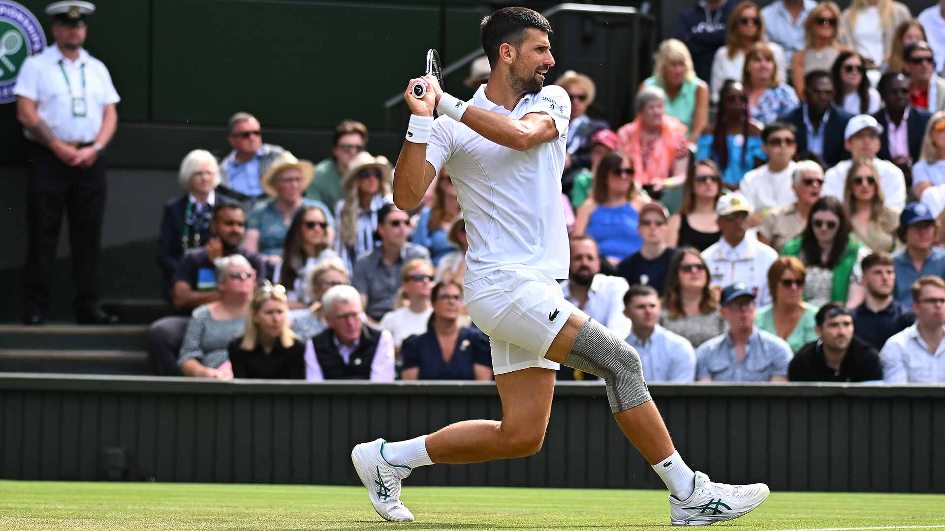 Novak Djokovic continues his charge towards an eighth Wimbledon title.