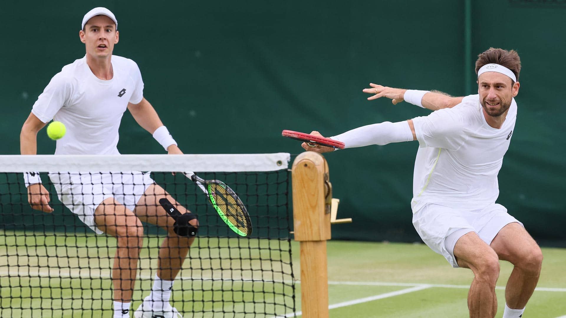 Joran Vliegen/Sander Gille in action at Wimbledon.