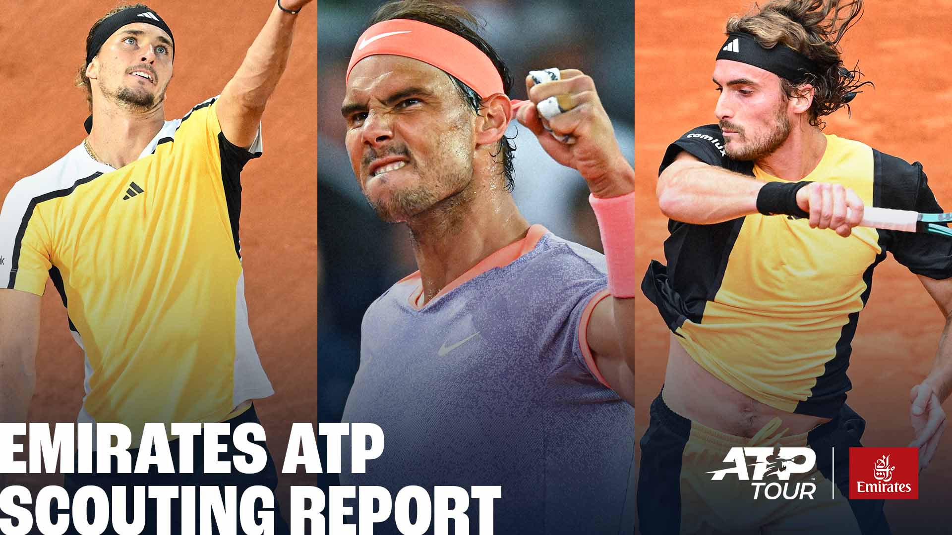 Alexander Zverev, Rafael Nadal and Stefanos Tsitsipas compete on the ATP Tour this week.