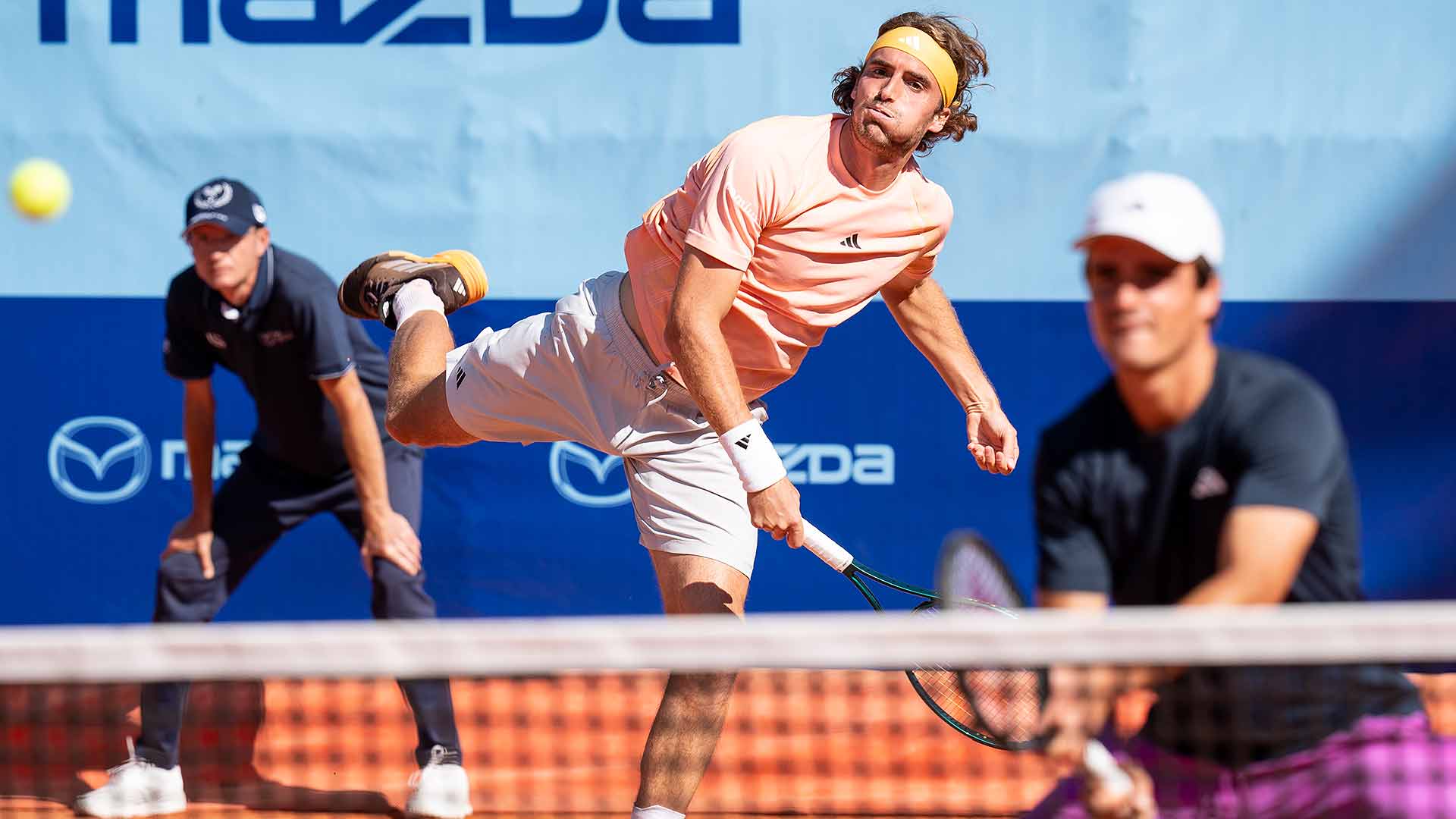 Stefanos and Petros Tsitsipas save three match points to advance in Gstaad.