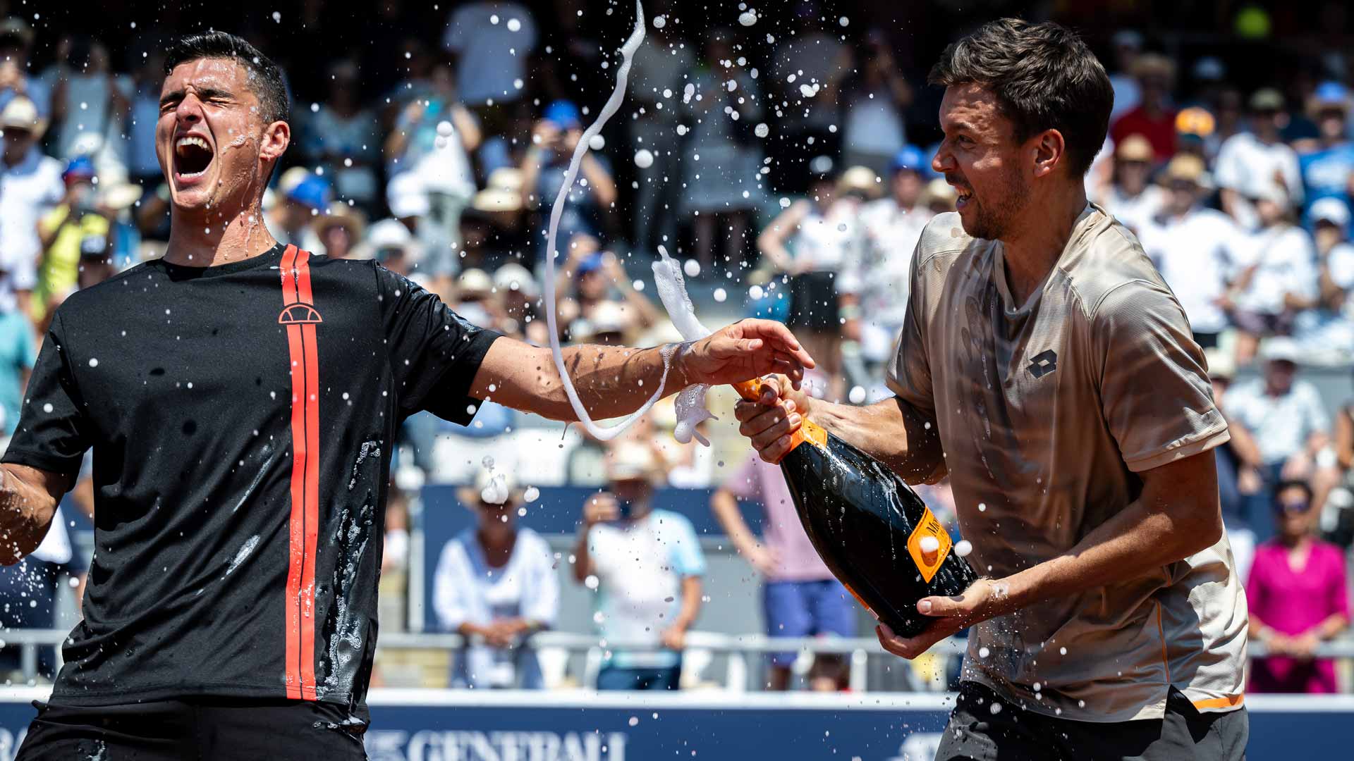 Alexander Erler and Andrea Mies celebrate winning the Generali Open.