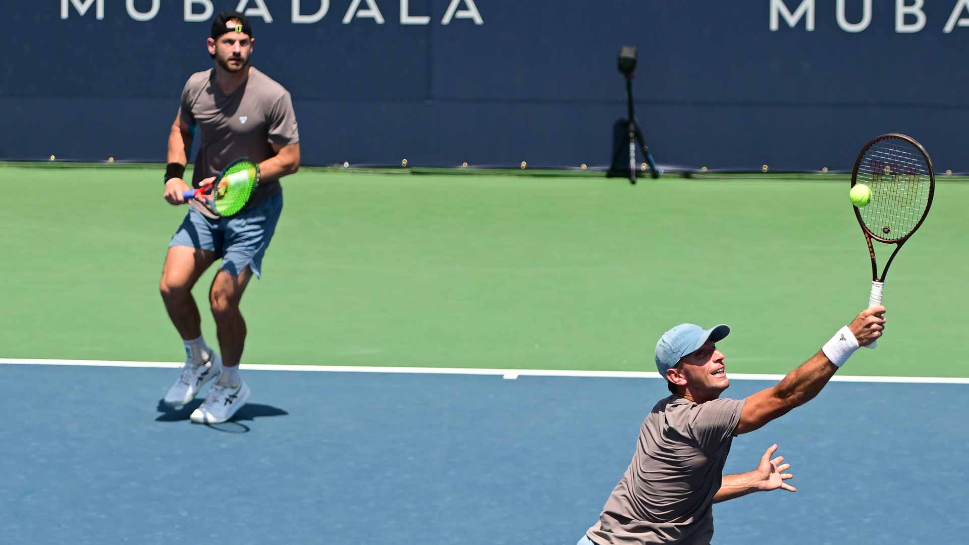 Nathaniel Lammons and Jackson Withrow in action Friday at the Mubadala Citi DC Open.