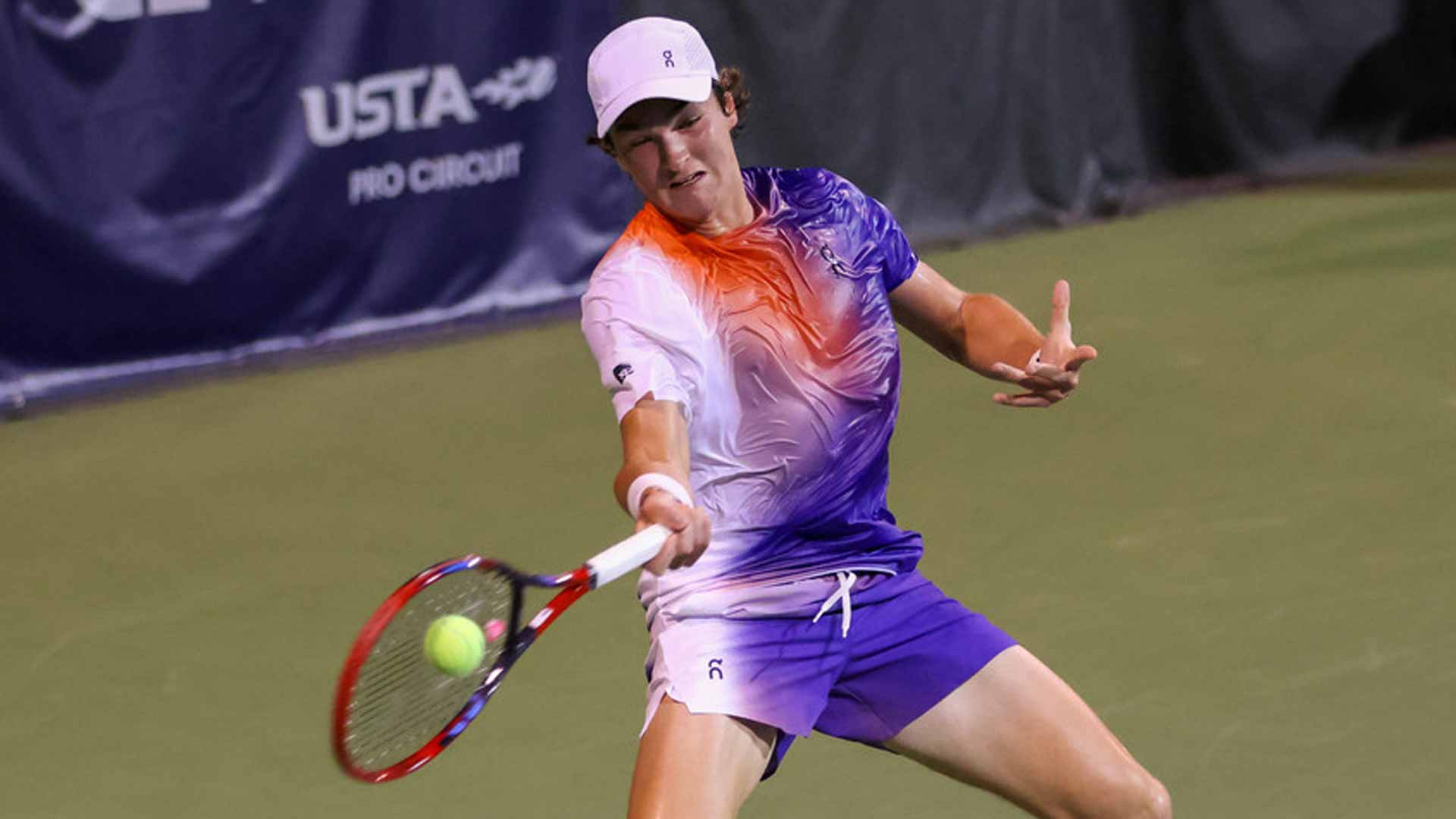 Joao Fonseca in action at the Lexington Challenger.