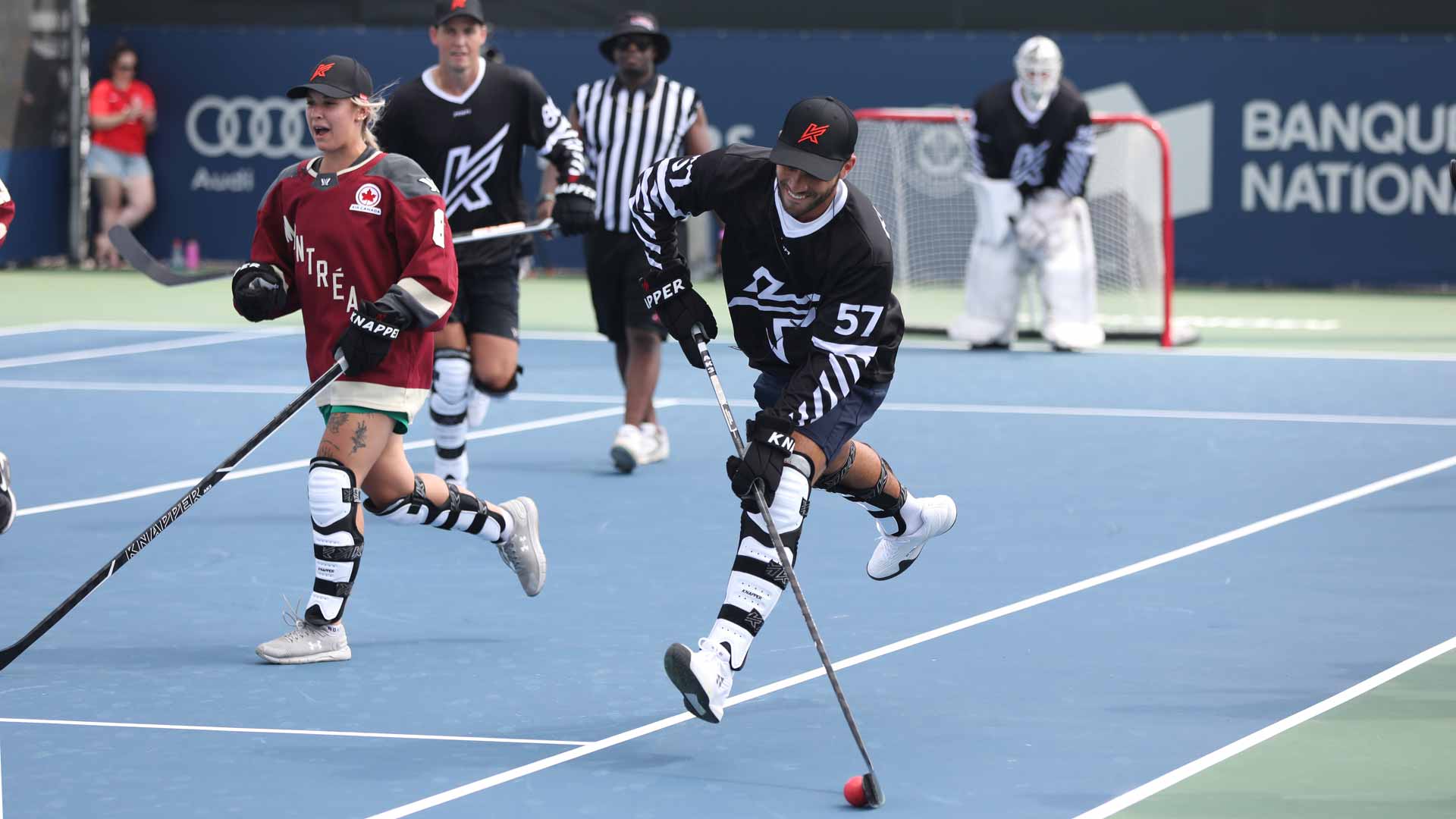 a href='https://www.atptour.com/en/players/alexis-galarneau/gk06/overview'Alexis Galarneau/a plays ball hockey Saturday in Montreal.