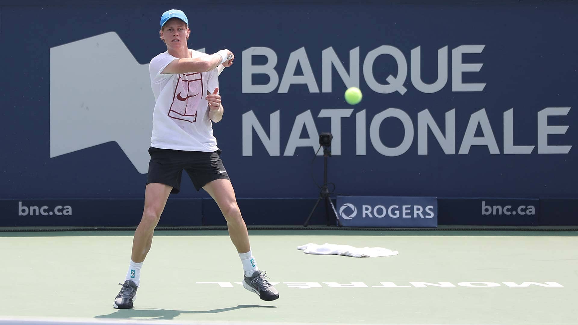 Jannik Sinner practises in Montreal ahead of the Omnium Banque National présenté par Rogers.