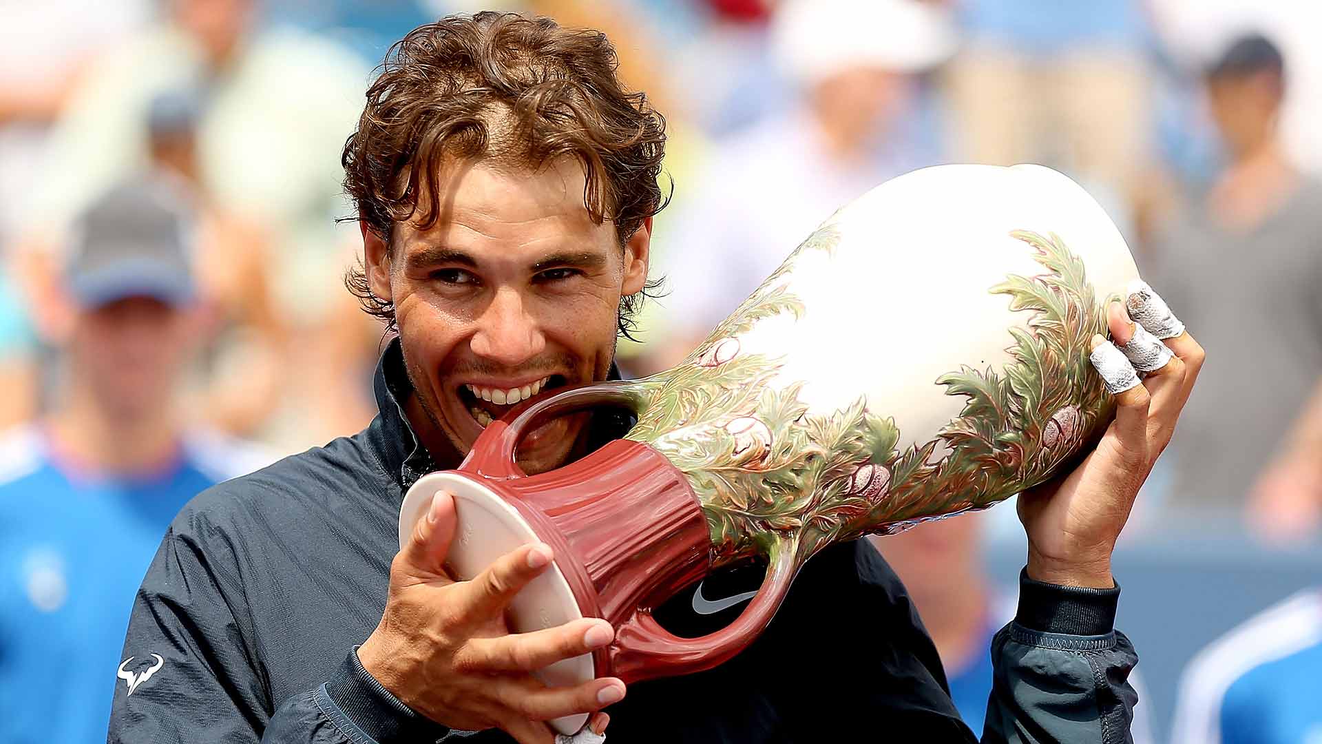 Rafael Nadal celebrates completing the 'Summer Sweep' with victory at the 2013 Cincinnati Open.