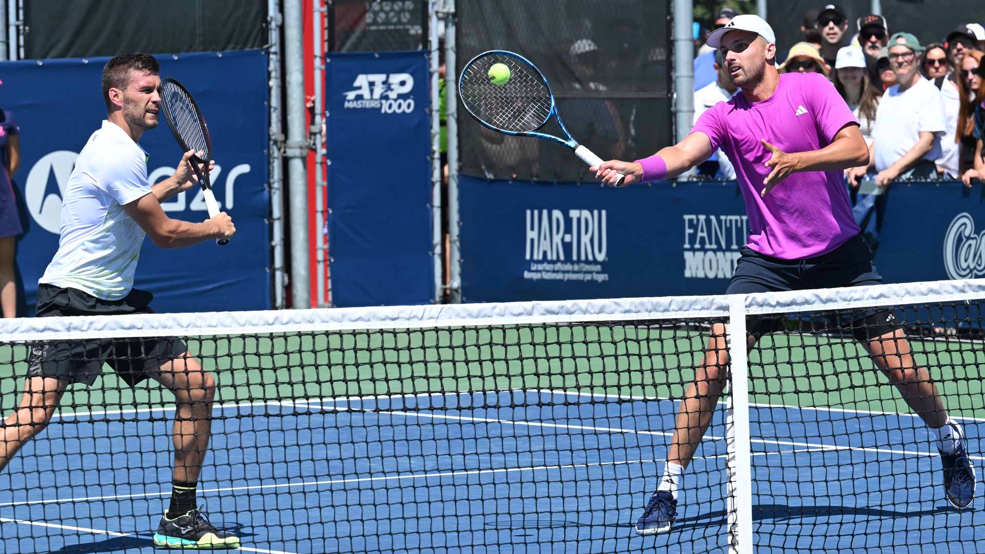 <a href='https://www.atptour.com/en/players/nikola-mektic/mf09/overview'>Nikola Mektic</a> and <a href='https://www.atptour.com/en/players/lloyd-glasspool/gd08/overview'>Lloyd Glasspool</a> advance in straight sets.