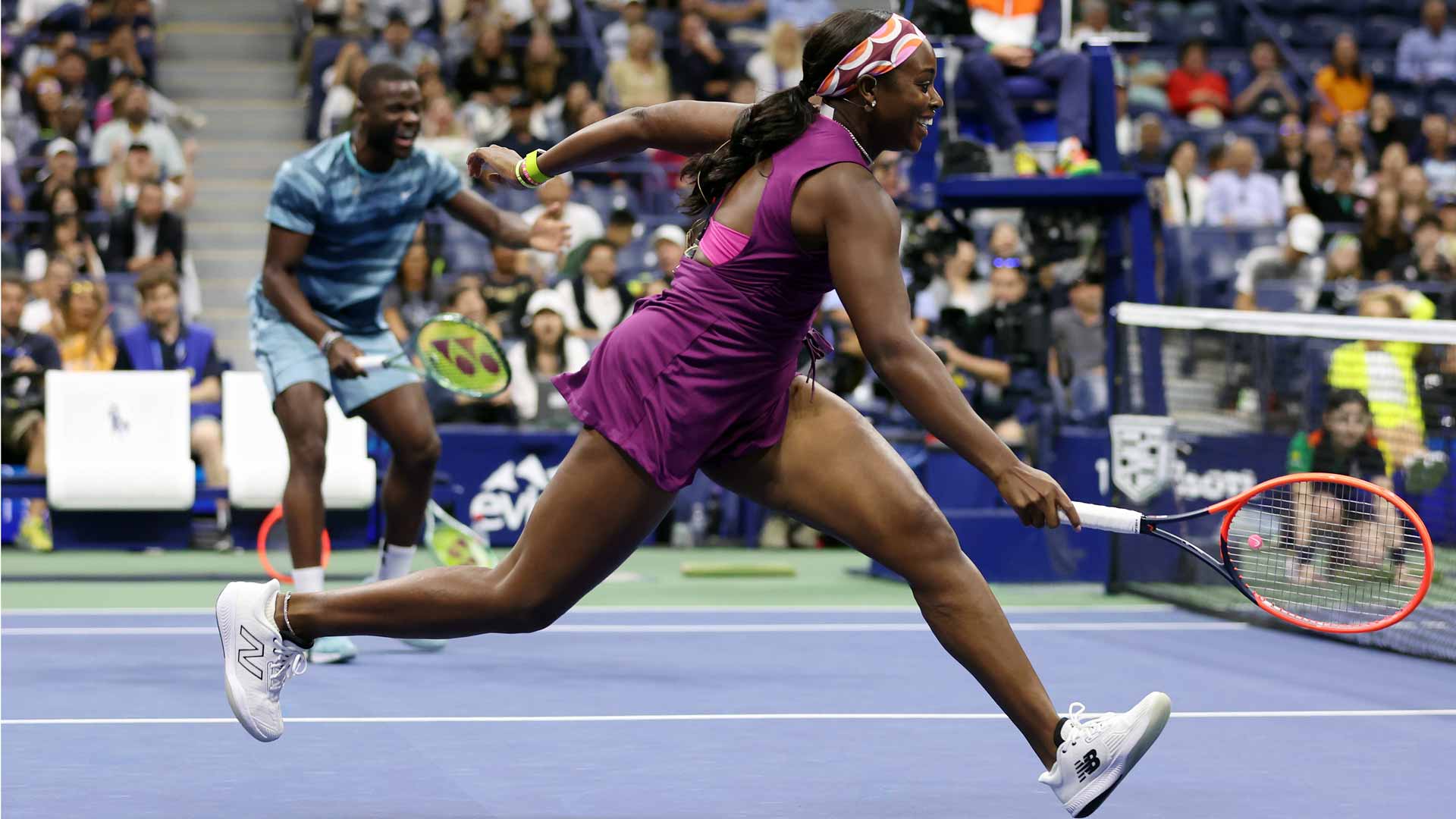 Sloane Stephens and a href='https://www.atptour.com/en/players/frances-tiafoe/td51/overview'Frances Tiafoe/a.